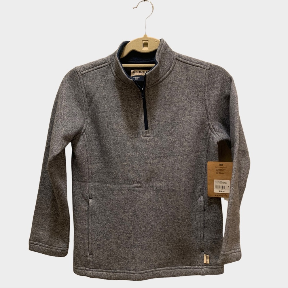 MAGELLAN OUTDOORS Boys Mock Neck Half Zip Pullover Blue Youth Small